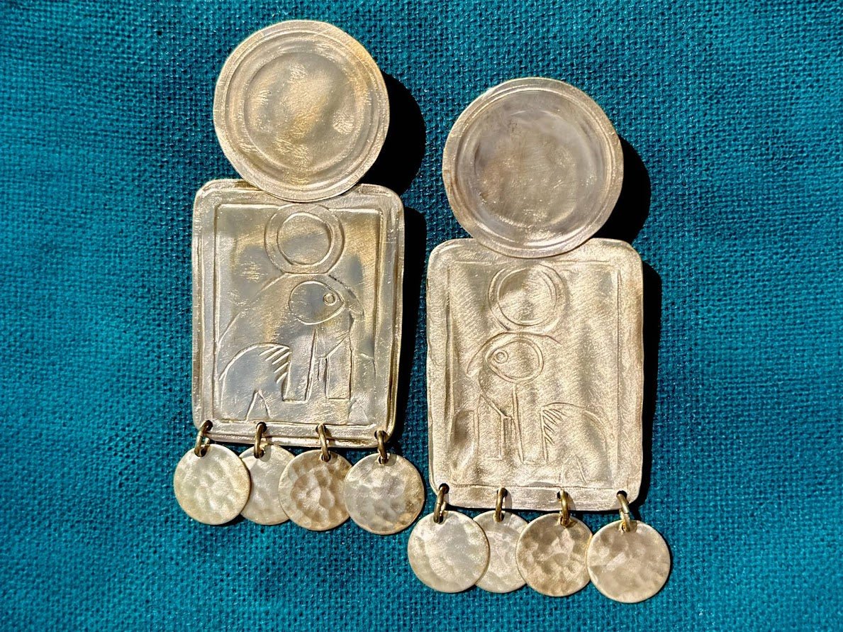 Brass Horus Drop Earrings