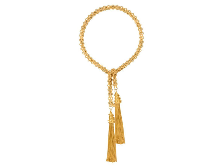 Gold Tie Necklace with Tassels