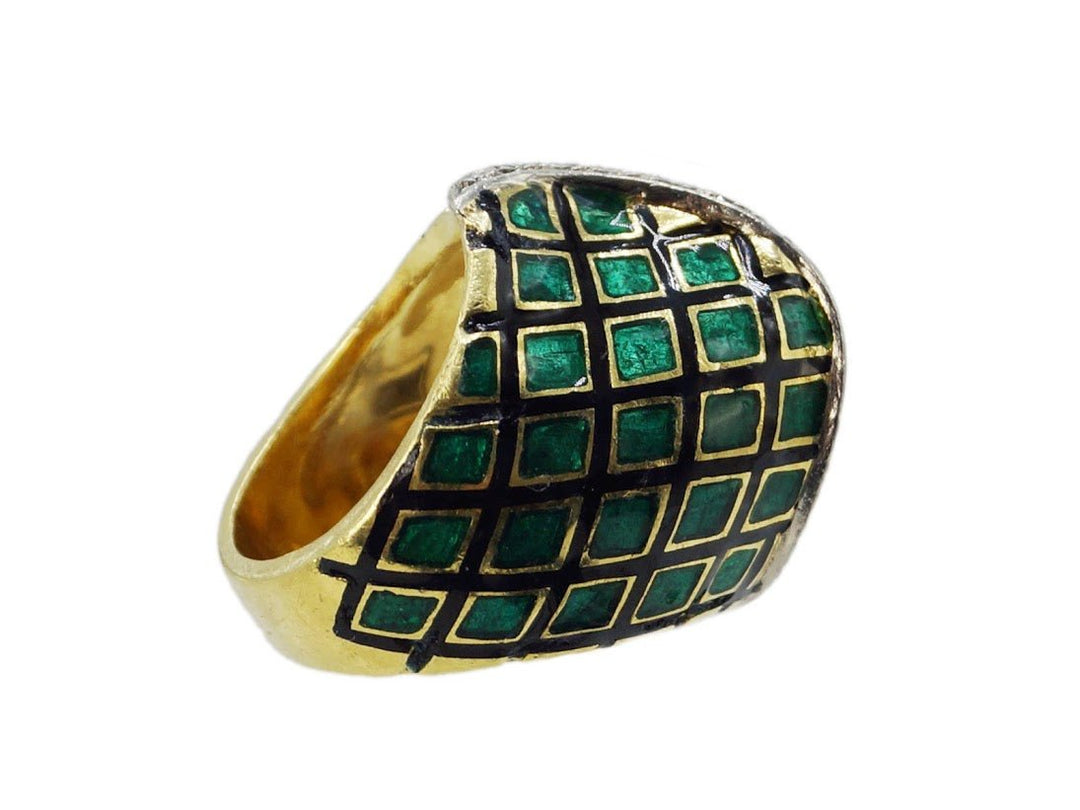 1950s Enamel and Diamond Abstract Ring