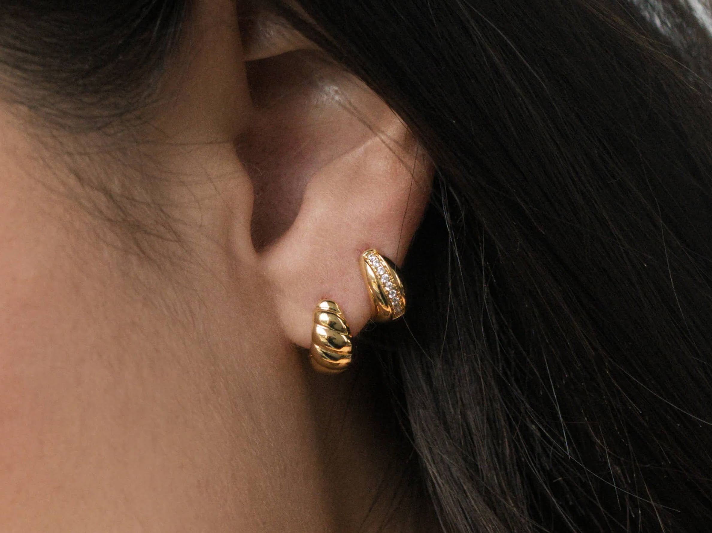 Gold Hoop Earrings with CZs