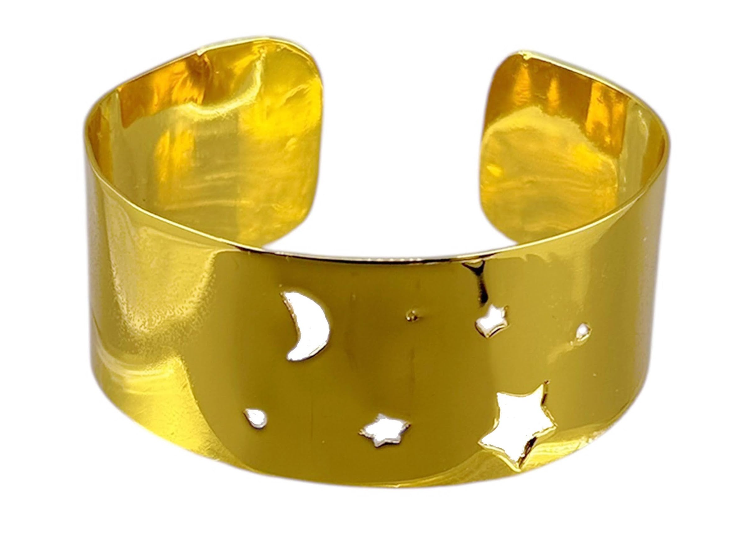Wide Hand-Cut Gold Cuff