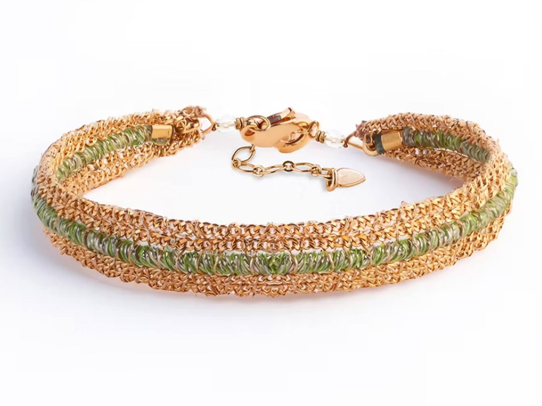 Khaki Striped Chain Bracelet