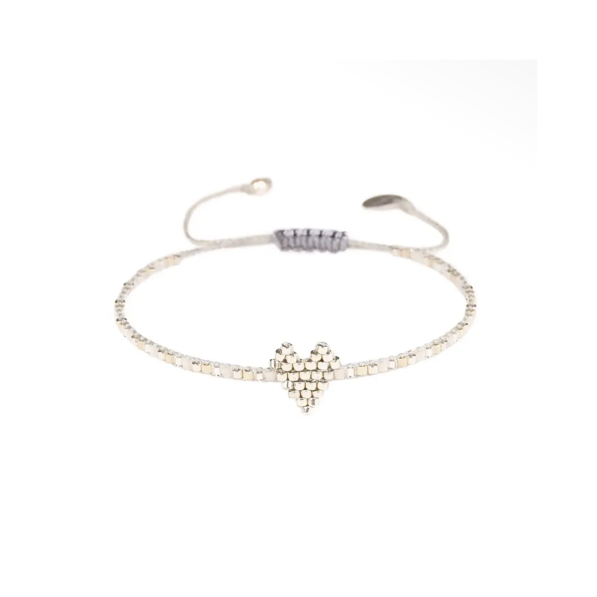 Silver Beaded Heart Bracelet