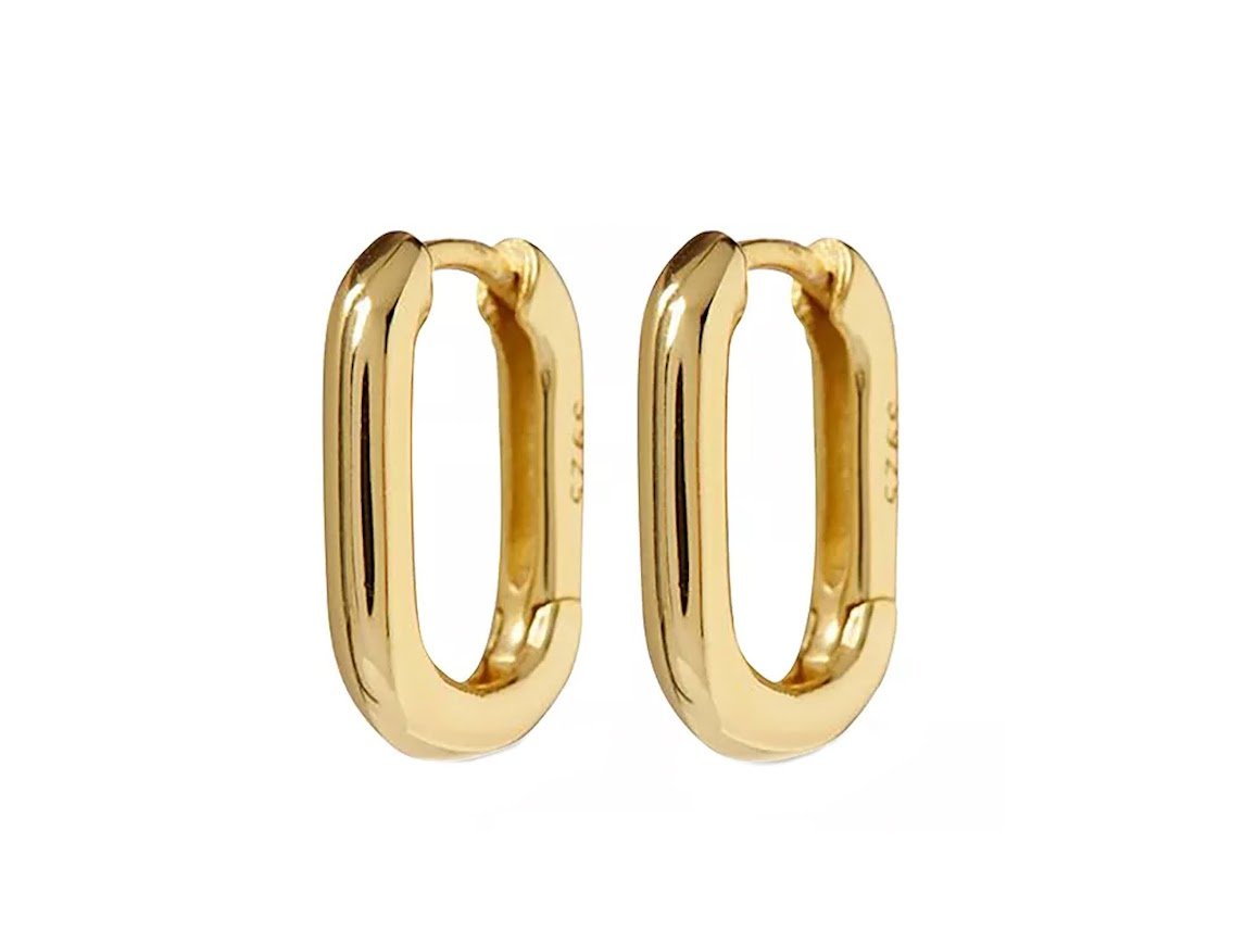Gold Oval Huggie Hoops