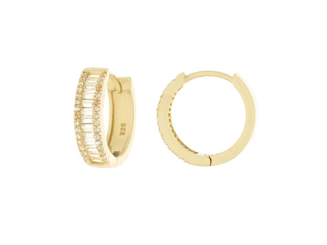 Baguette CZ Huggie Hoops