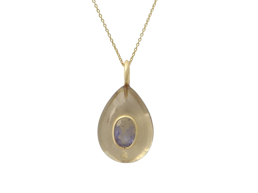 Lemon Quartz and Tanzanite Charm Necklace