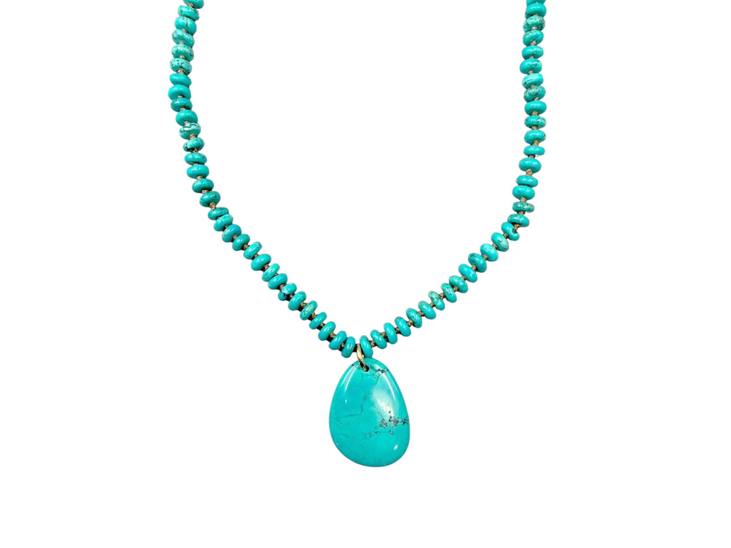 Turquoise Teardrop Charm Necklace