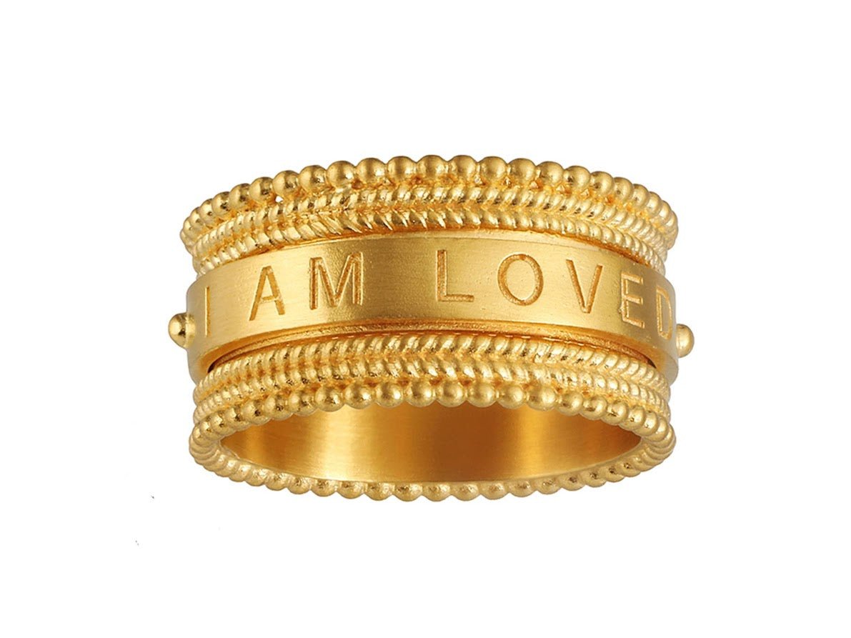 Gold "I AM LOVED" Spinning Ring.
