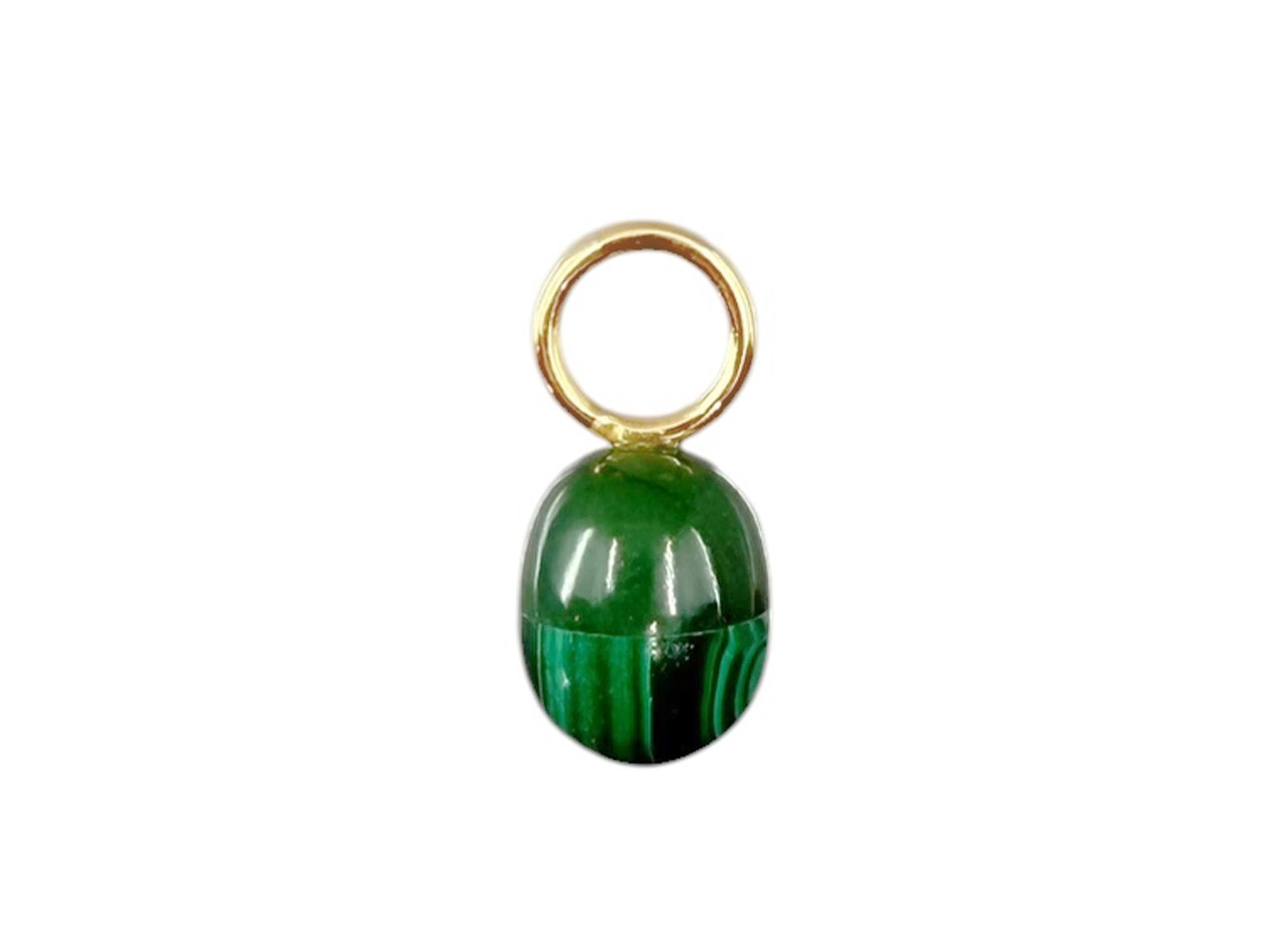 14k Aventurine and Malachite Capsule Charm