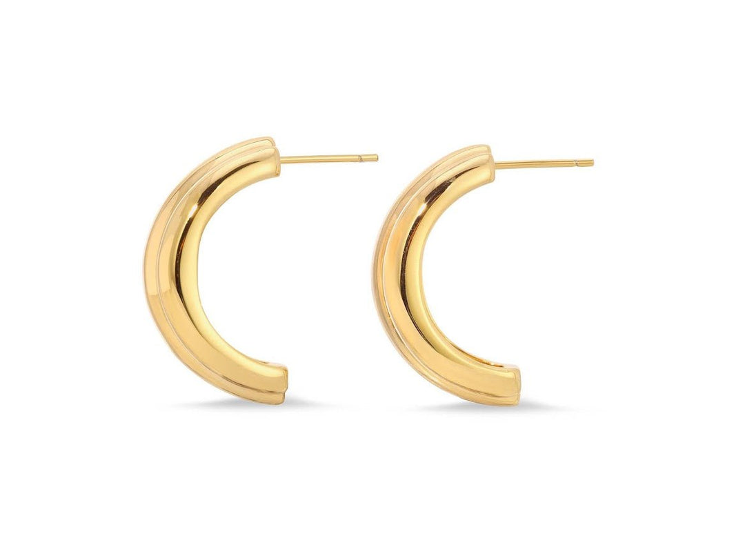 Gold Curved Triple Band Half Hoops