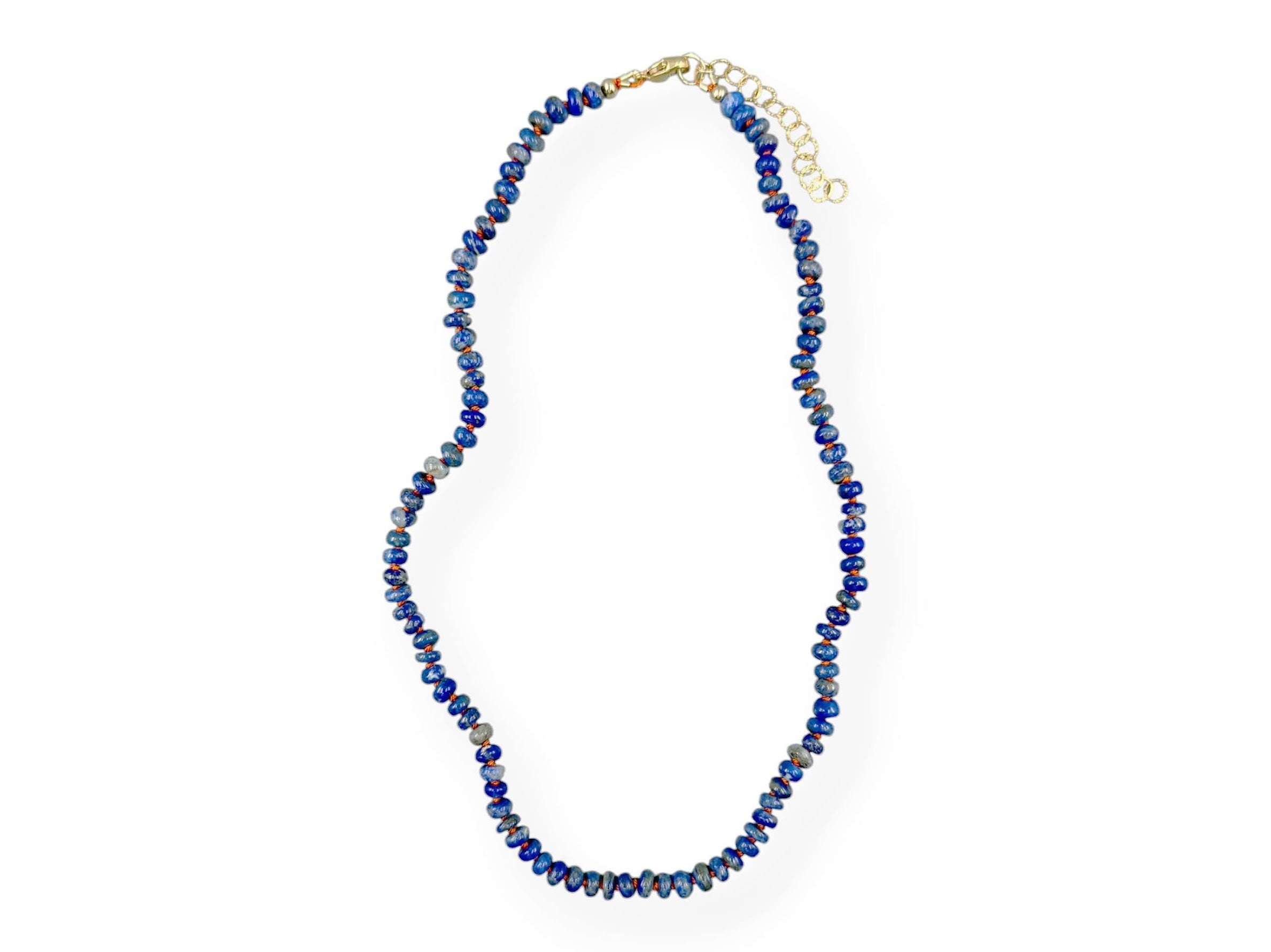 Lapis Rondelle on Silk Necklace