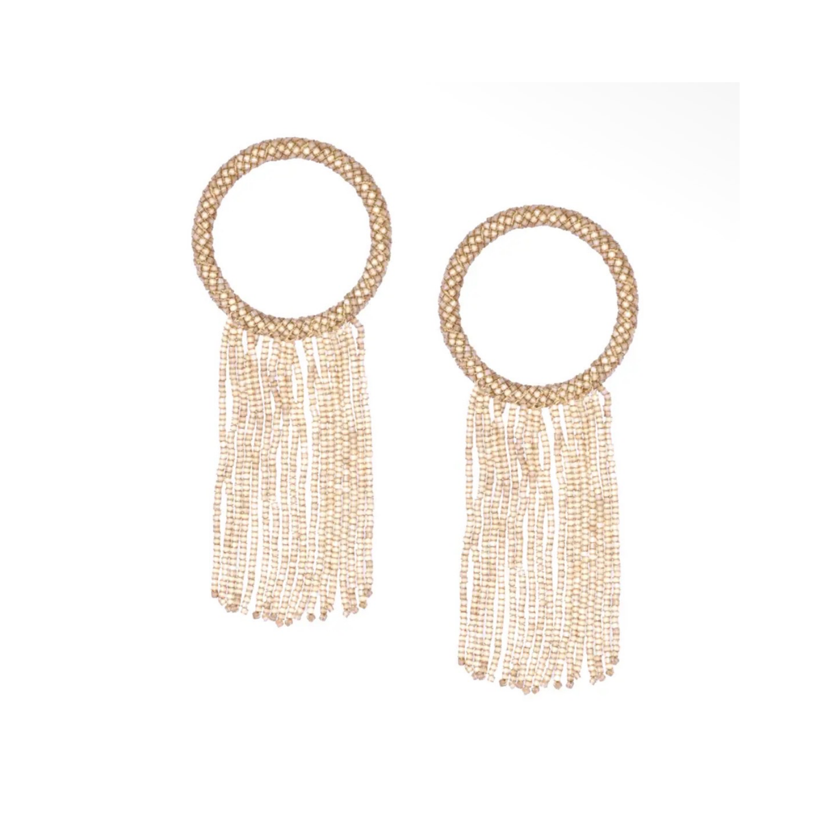 Gold Beaded Stud Earrings with Beaded Drops