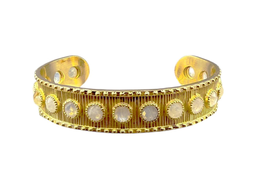 Gold Cuff with Moonstones