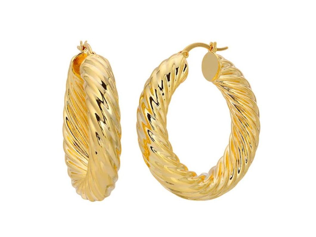 Large Gold Twisted Hoop Earrings