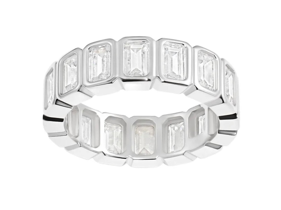 Silver Bezel-Set CZ Band