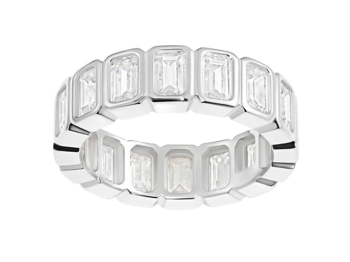 Silver Bezel-Set CZ Band