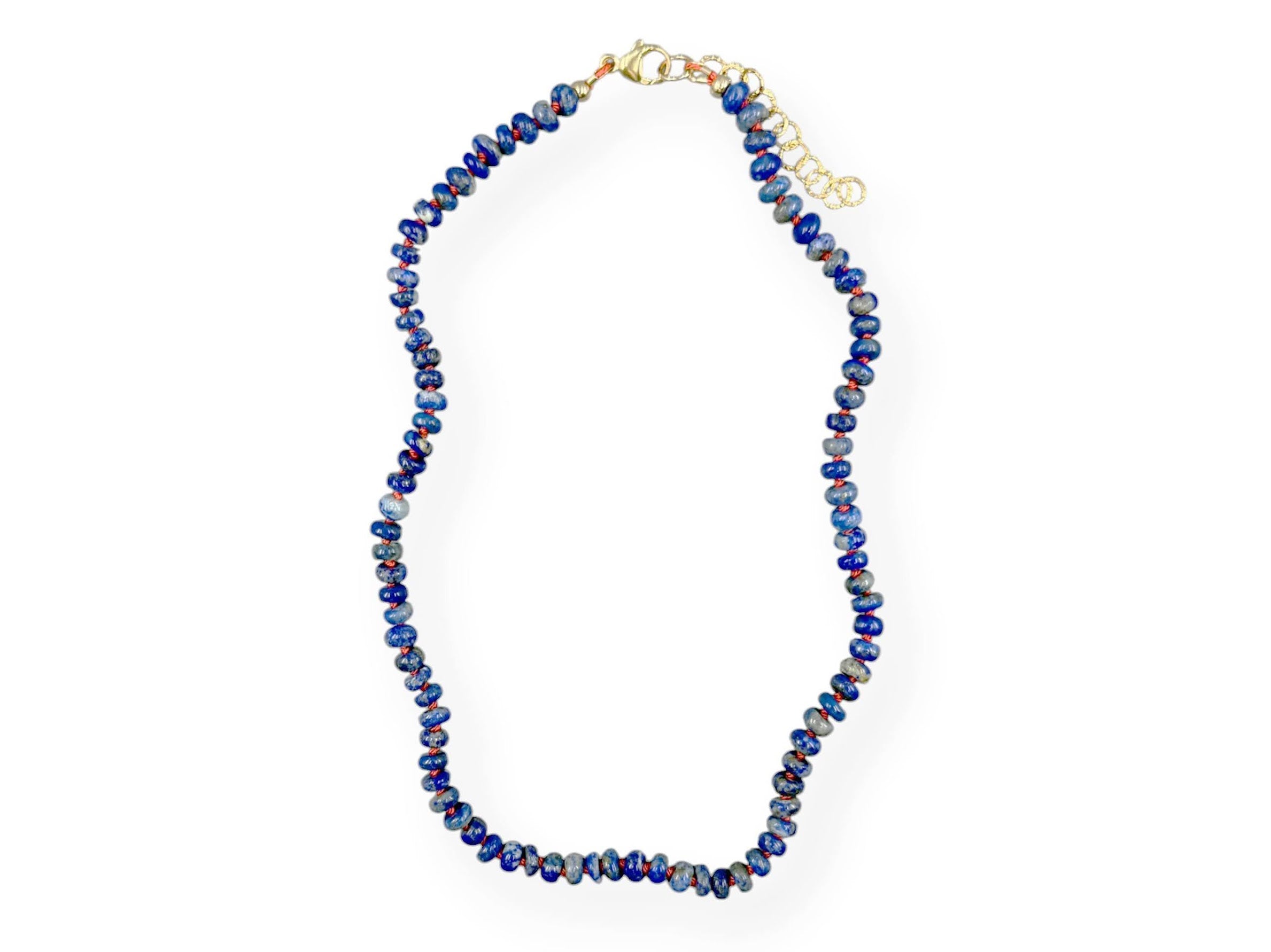 Shorter Lapis Rondelle on Silk Necklace