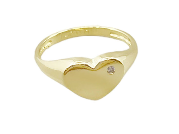 Gold Heart Ring with CZ