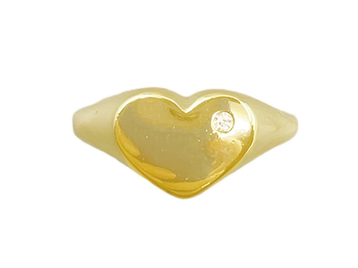 Gold Heart Ring with CZ