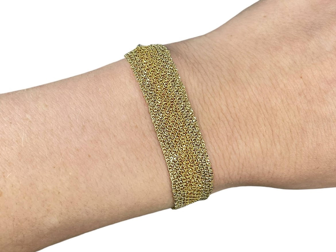 Gold Bi-Tone Stripe Chain Bracelet