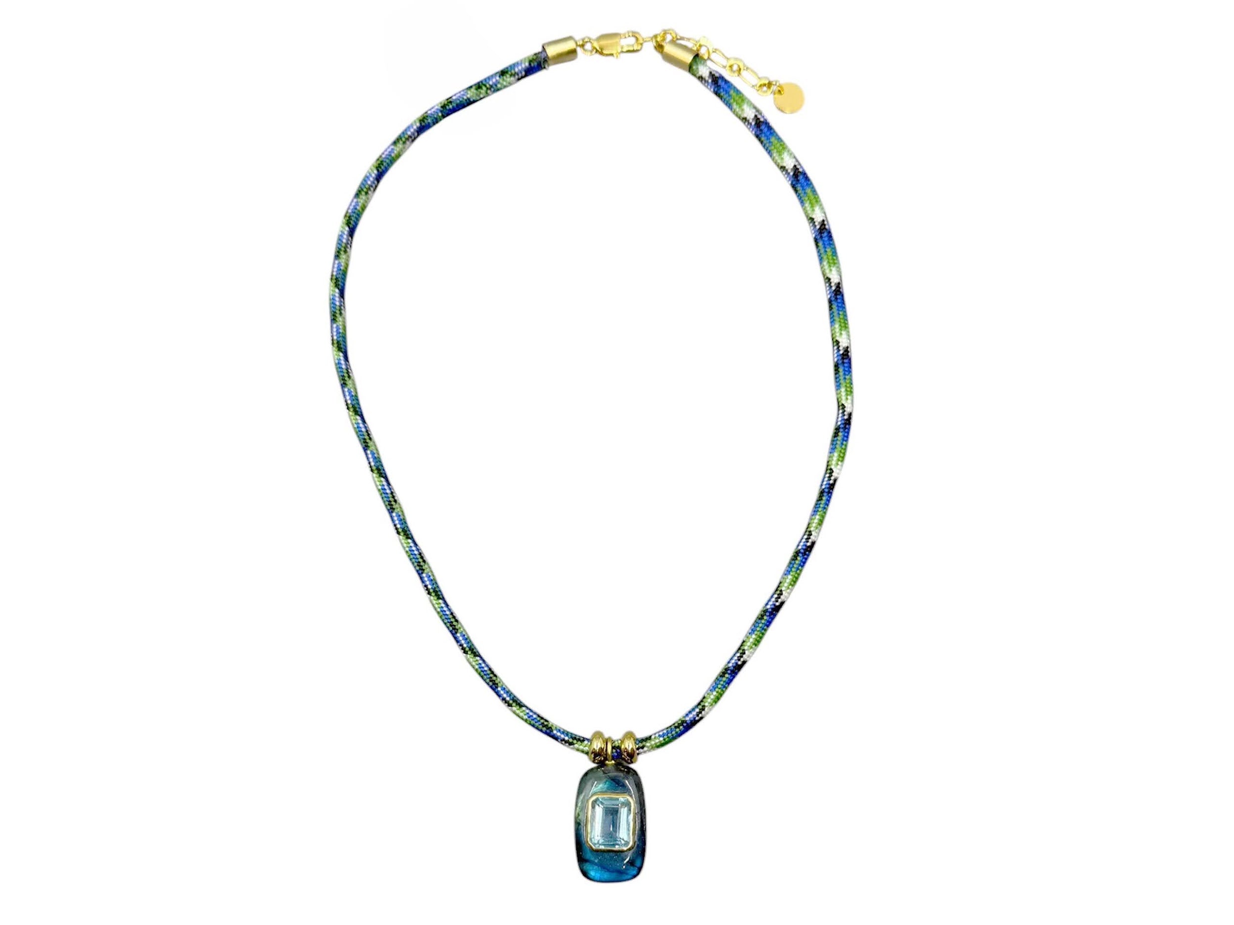 Labradorite and Blue Topaz on Paracord Necklace
