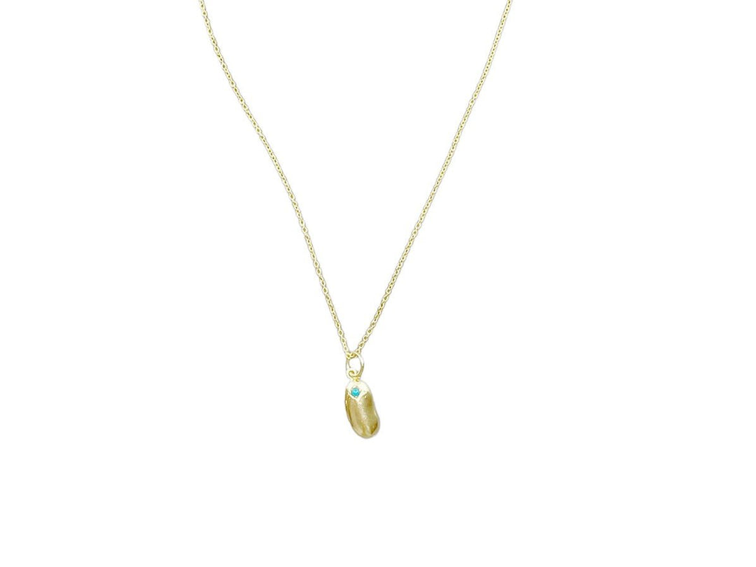 Gold Bean Necklace on Delicate Chain