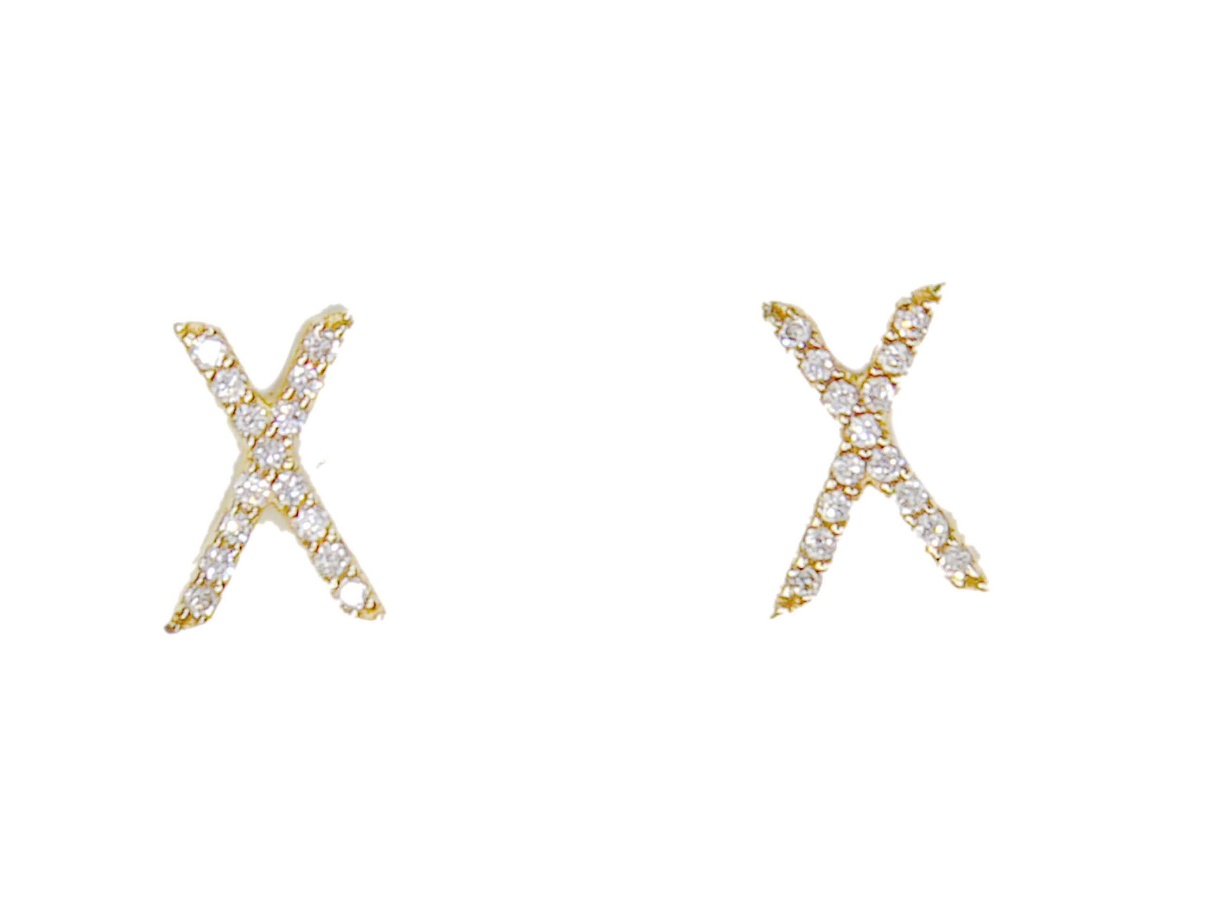 14k X Stud Earrings with Diamonds