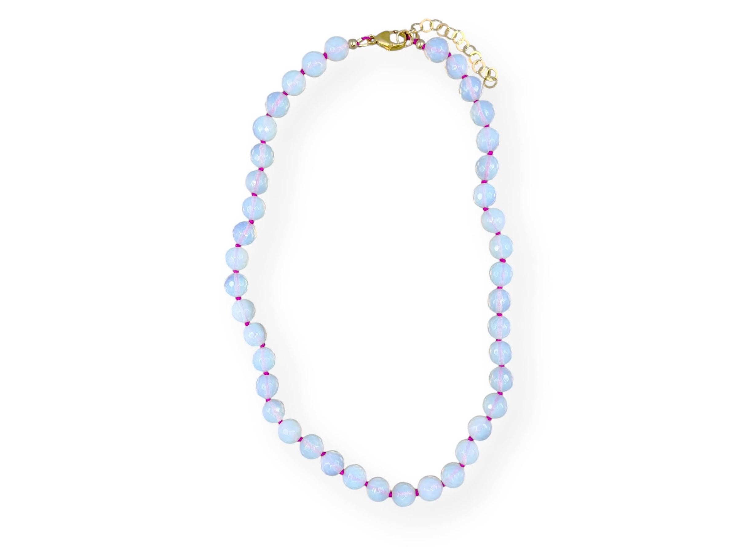 Faceted 10mm Opalite on Silk Necklace