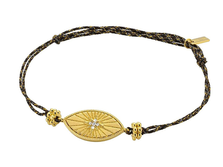 Gold Evil Eye Bracelet with CZs