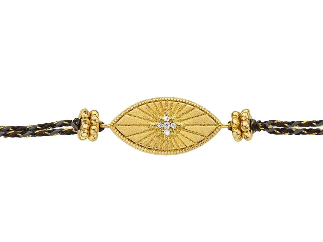 Gold Evil Eye Bracelet with CZs