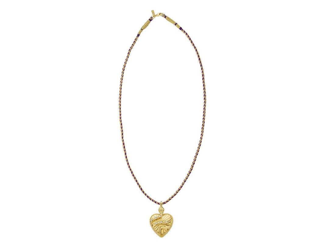 Heart Charm on Woven Cord Necklace