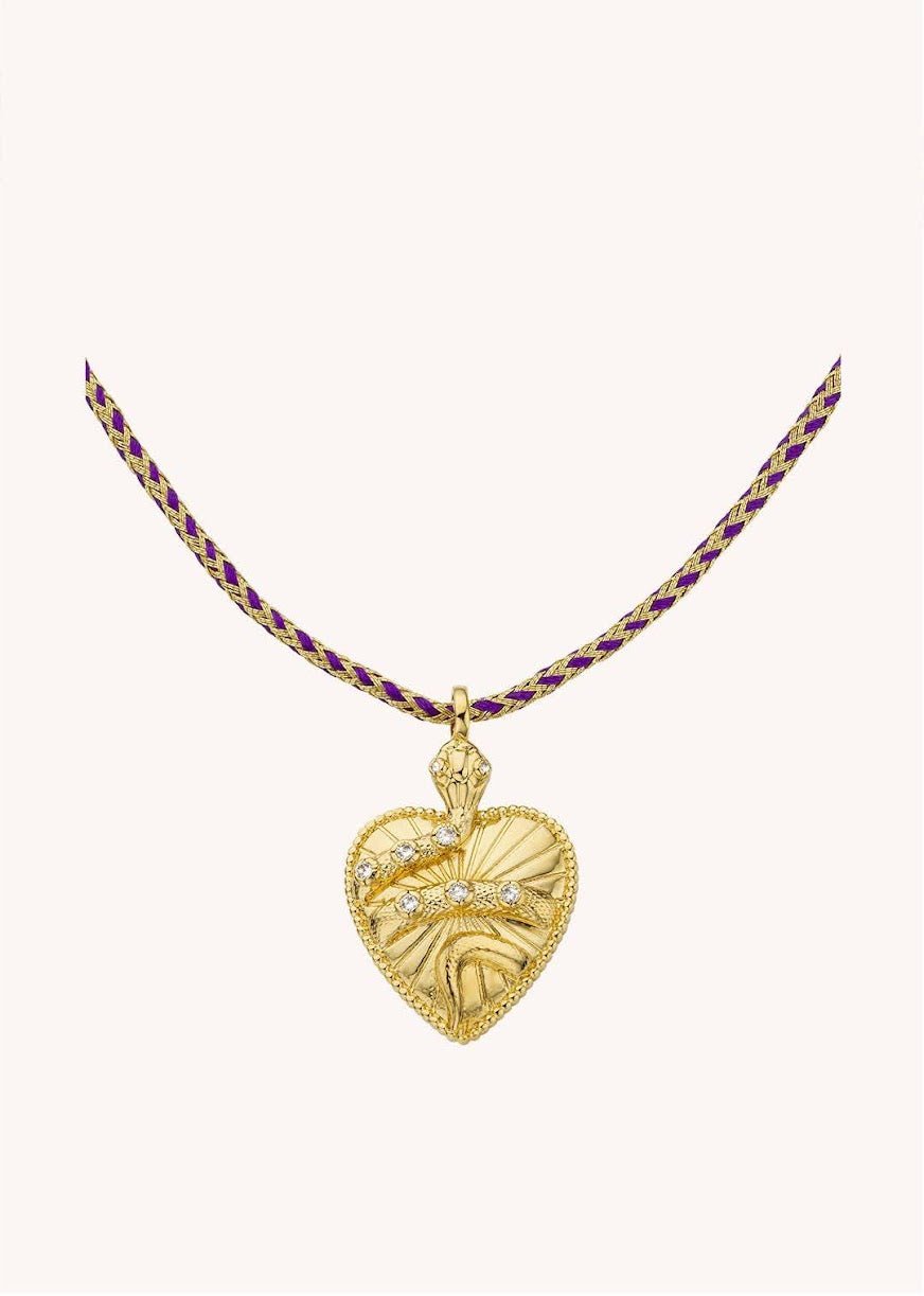 Heart Charm on Woven Cord Necklace