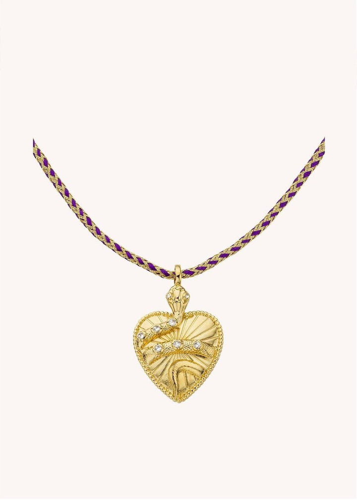 Heart Charm on Woven Cord Necklace