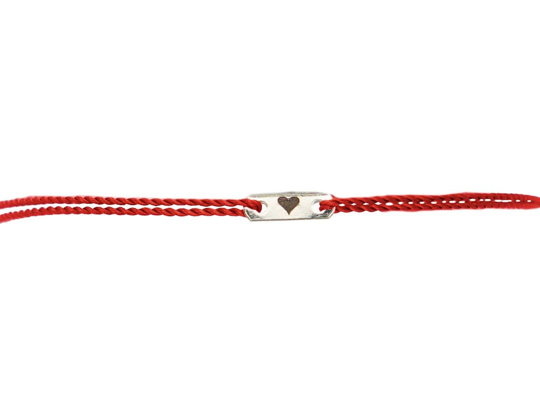 14k and Red Cord Bracelet with Engraved Heart