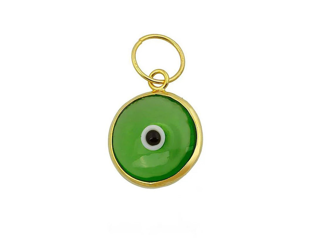 Green Glass Bead Evil Eye Charm