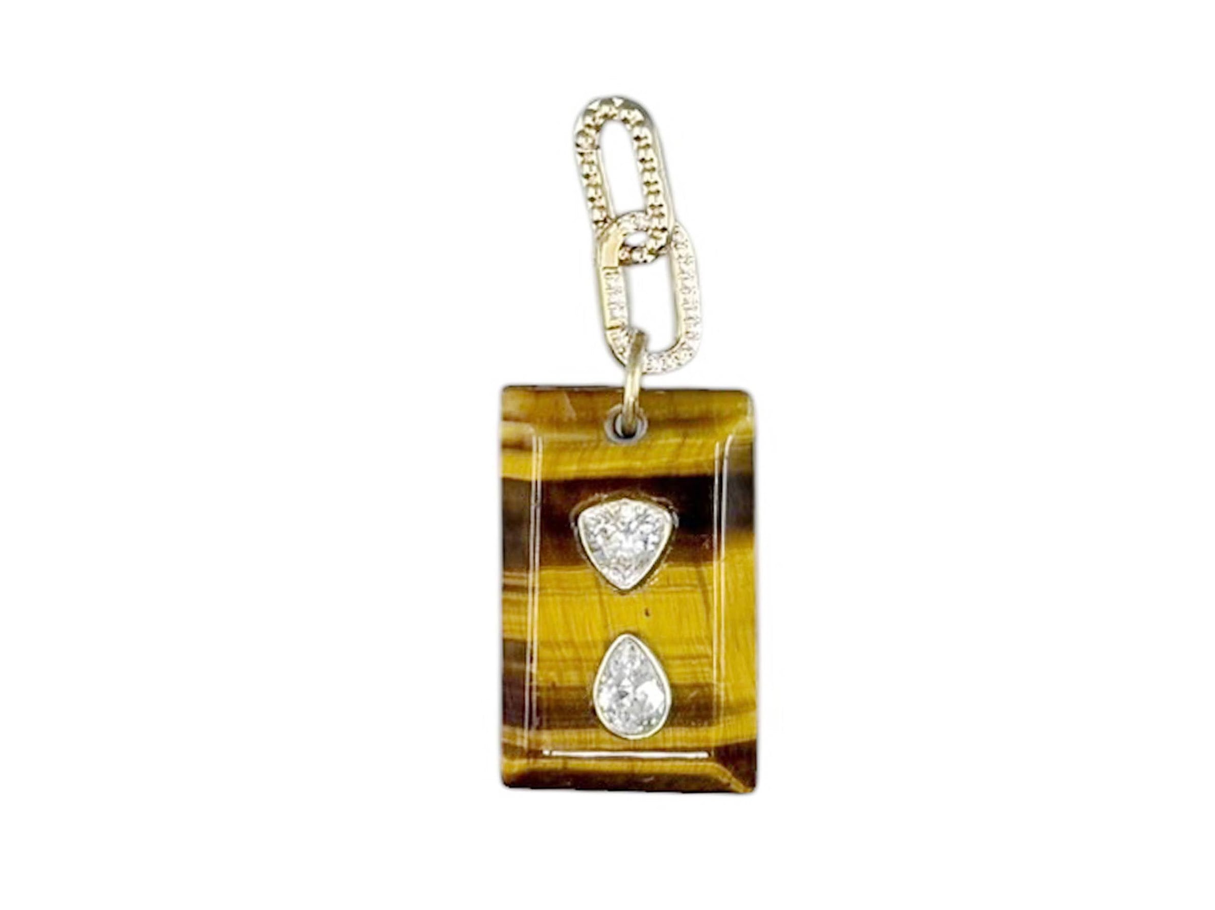 Tiger Eye Gate Charm with White Topaz