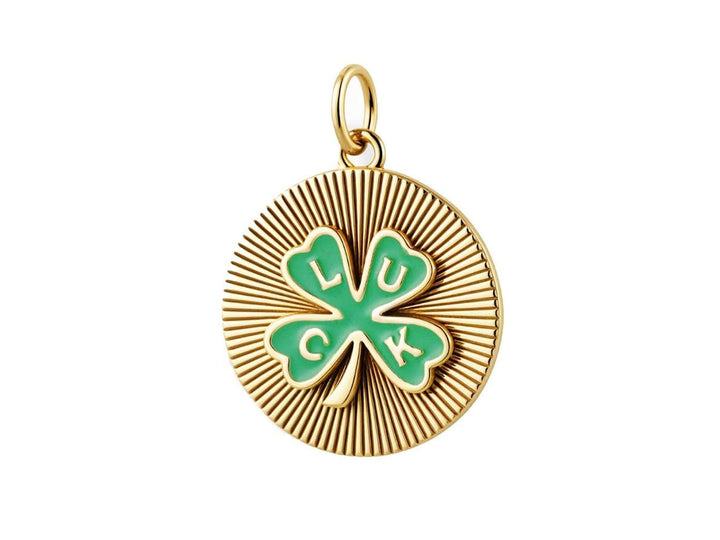 Gold and Green Enamel Good Luck Charm
