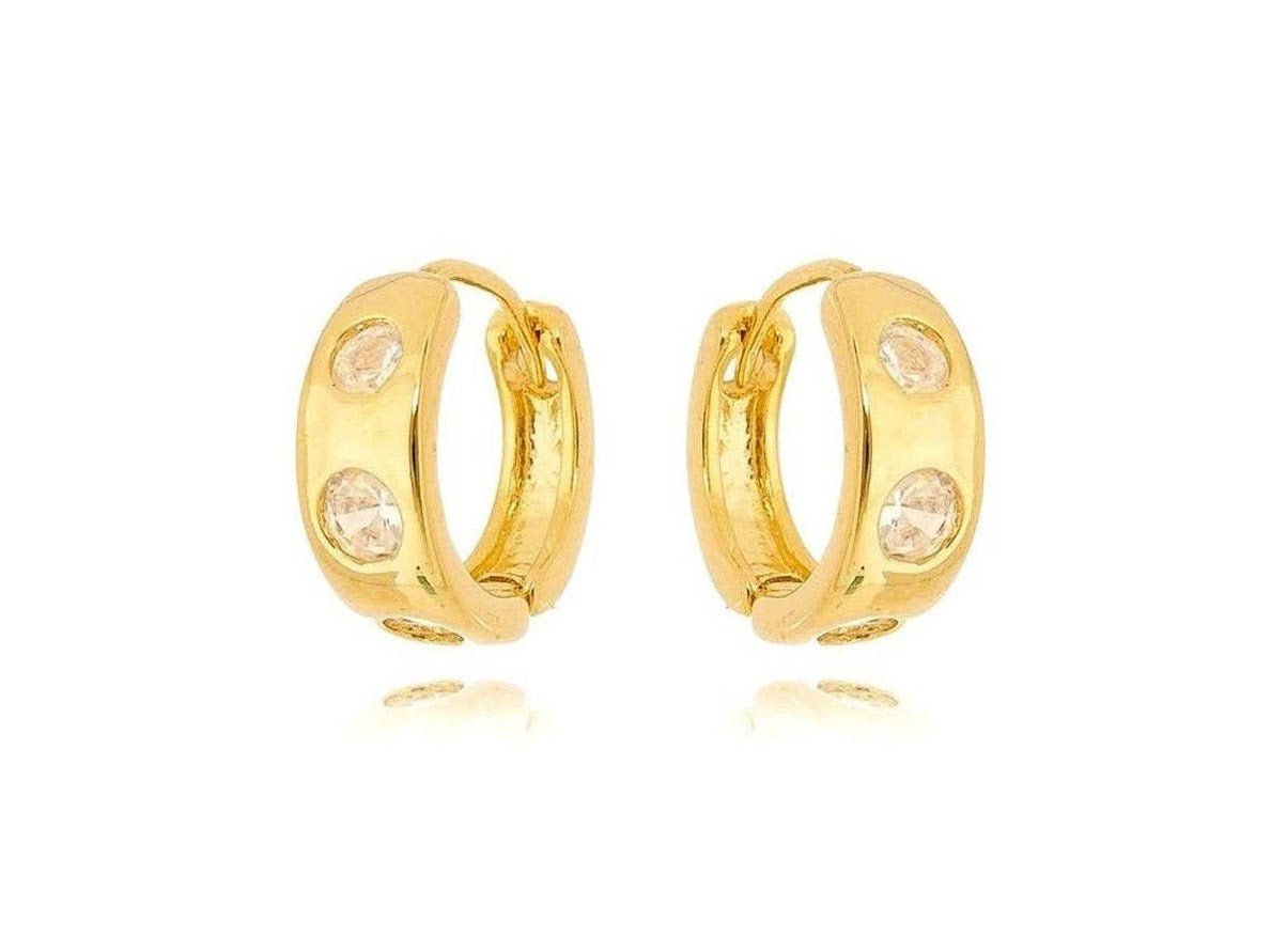 Gold Huggie Hoops with CZs