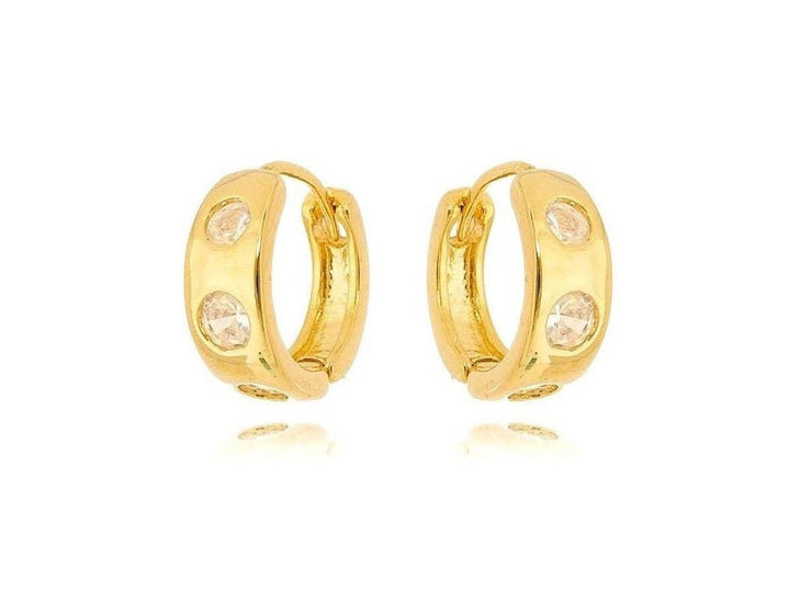 Gold Huggie Hoops with CZs
