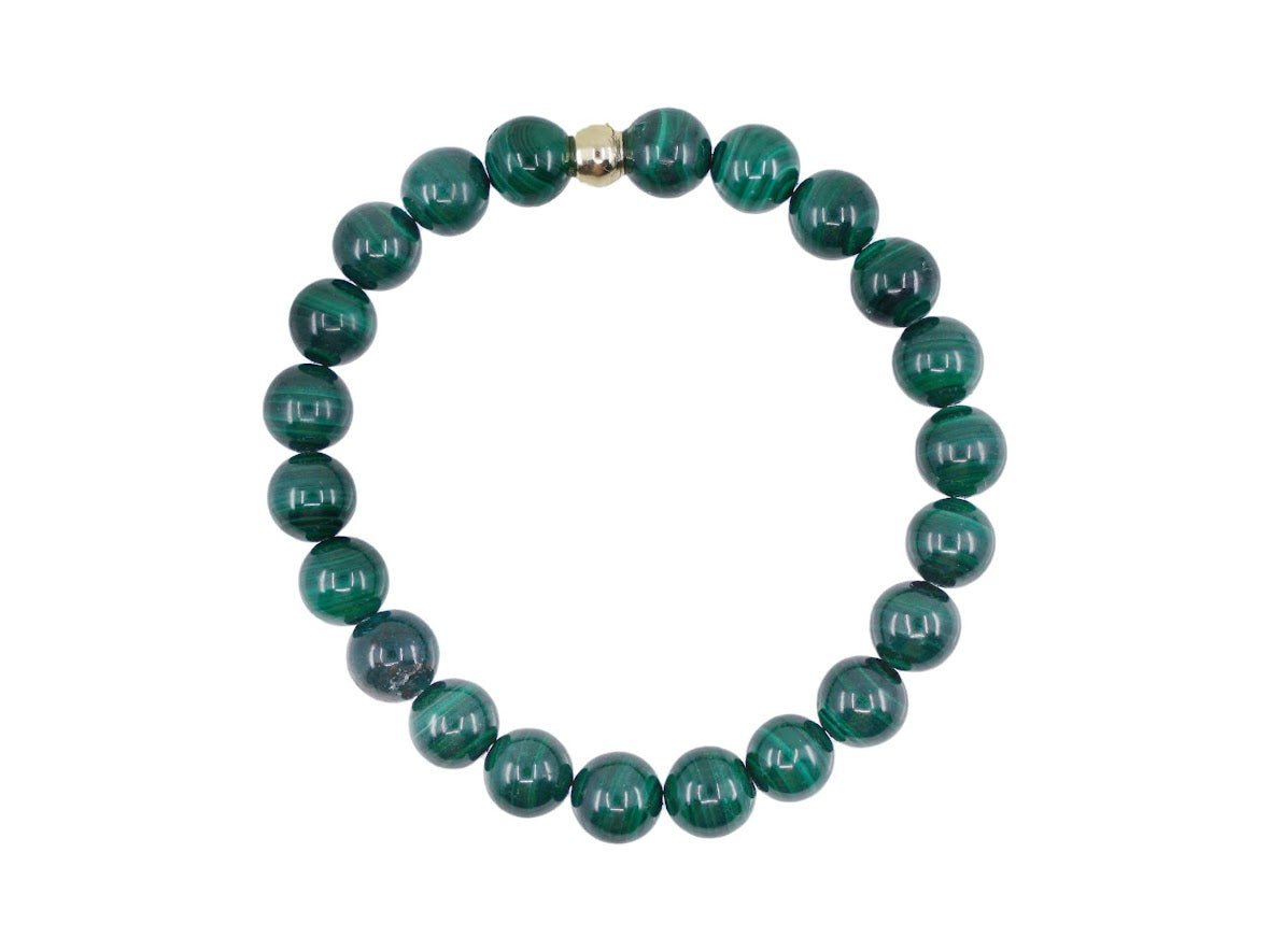 Malachite Stretch Bracelet with Gold Bead