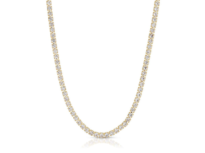 Gold Tennis Necklace with CZs