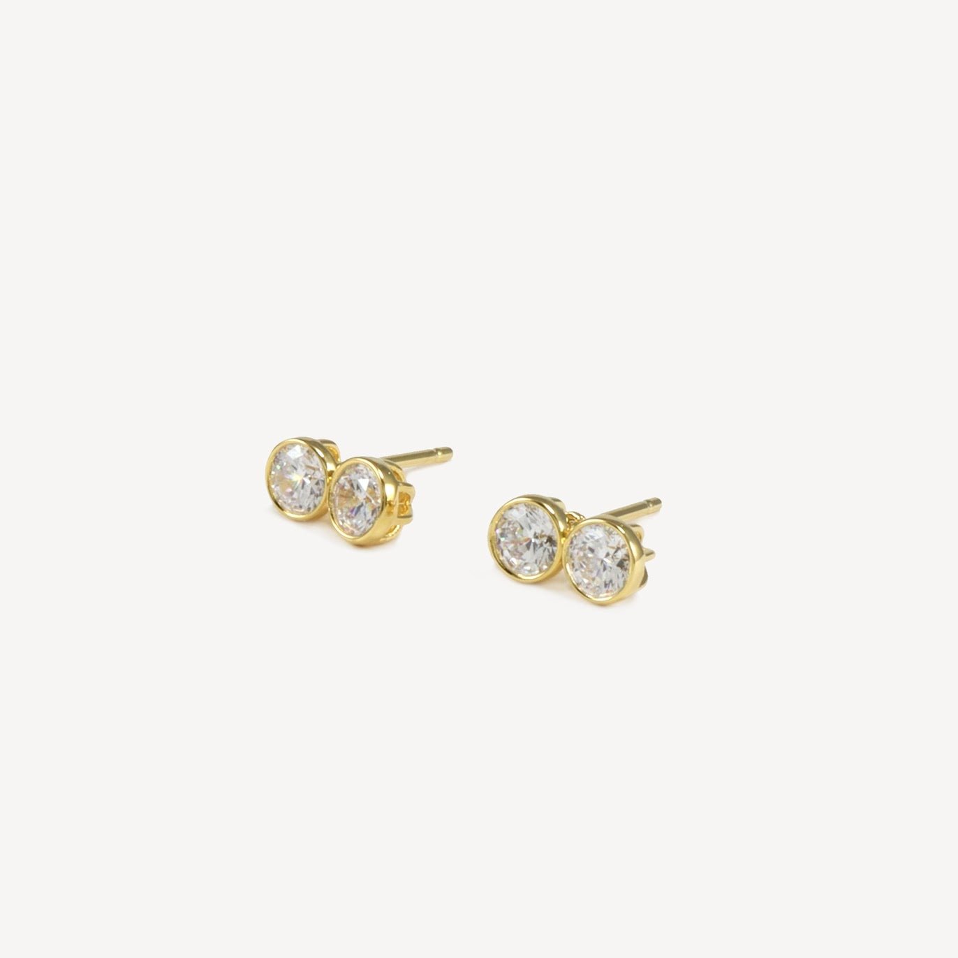 Double Drop CZ Stud Earrings