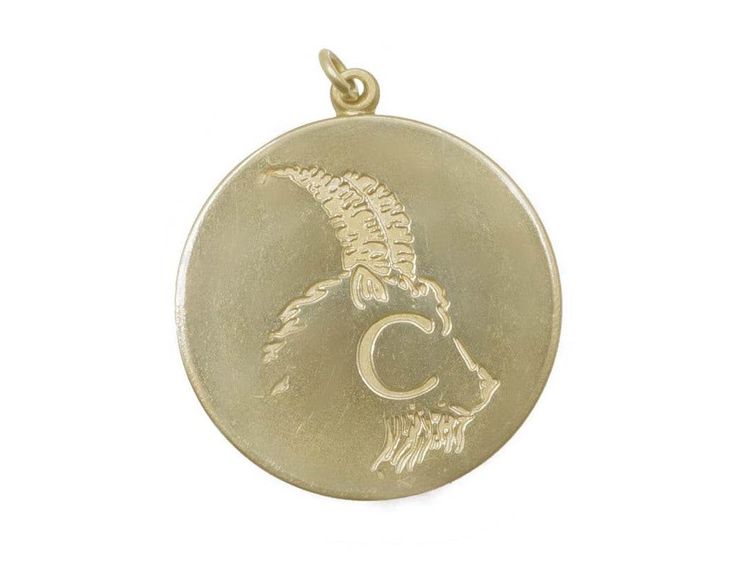 Vintage Circle Capricorn Charm with Capital Letter