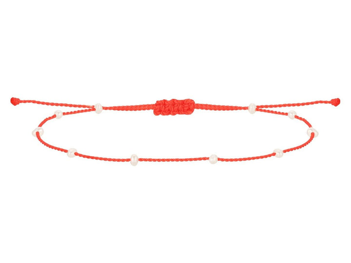 Red Cord Bracelet with Pearls