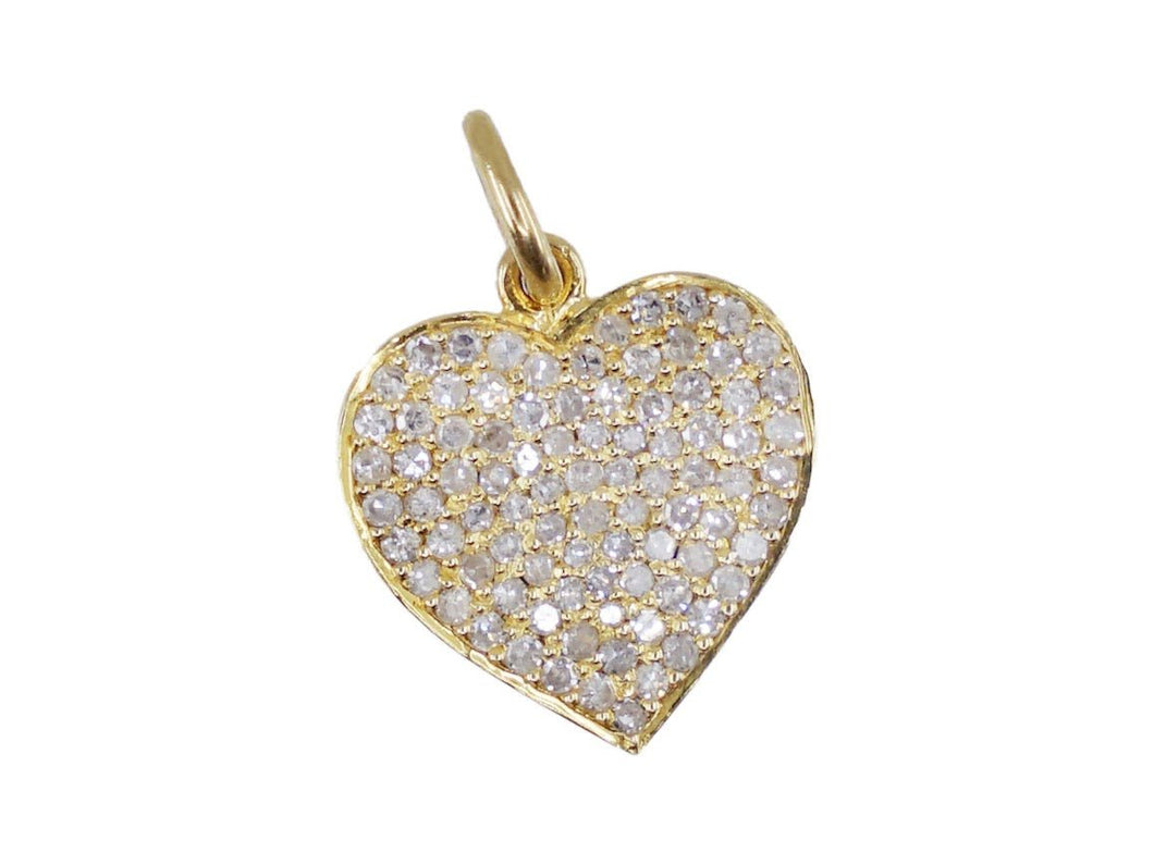 14k Pave Diamond Heart Charm