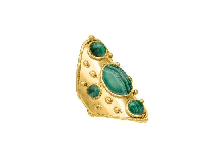 Gold Byzantine Ring with Malachite