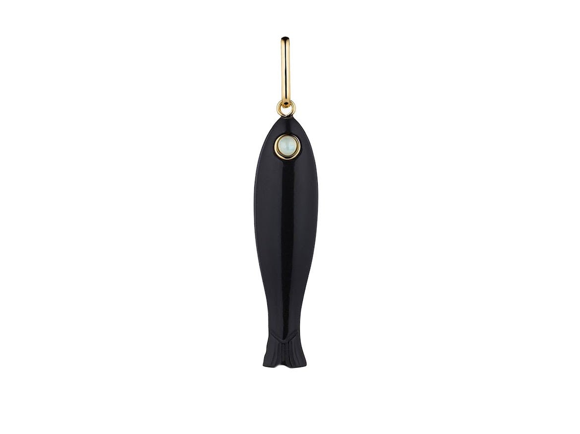 Onyx Fish Charm with Amazonite Eye