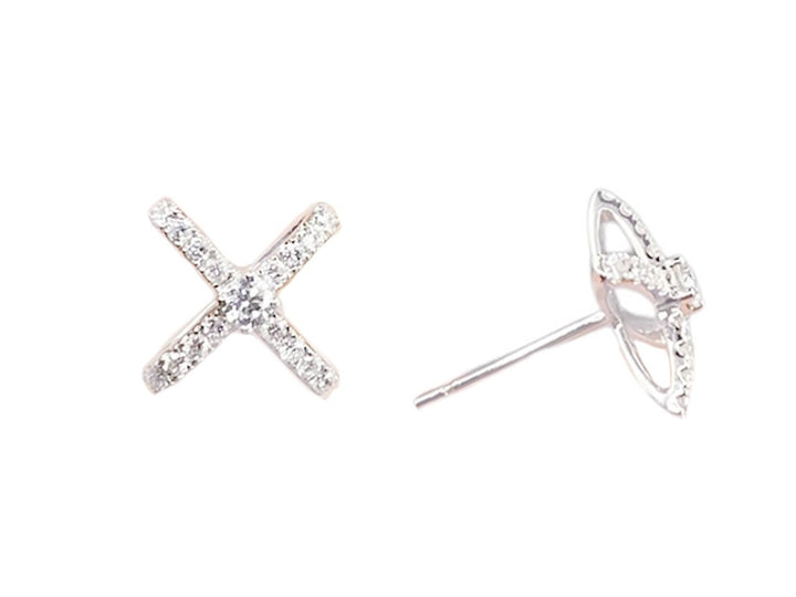 18k and Diamond X Earrings