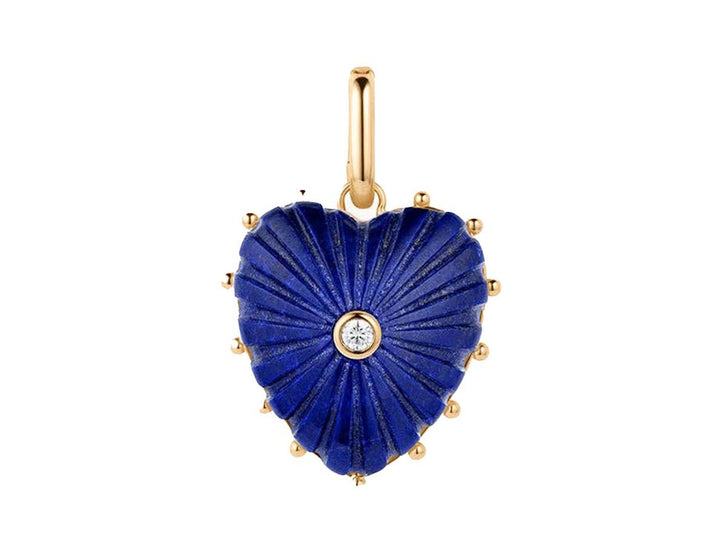 Lapis Heart Charm with CZ and Clip