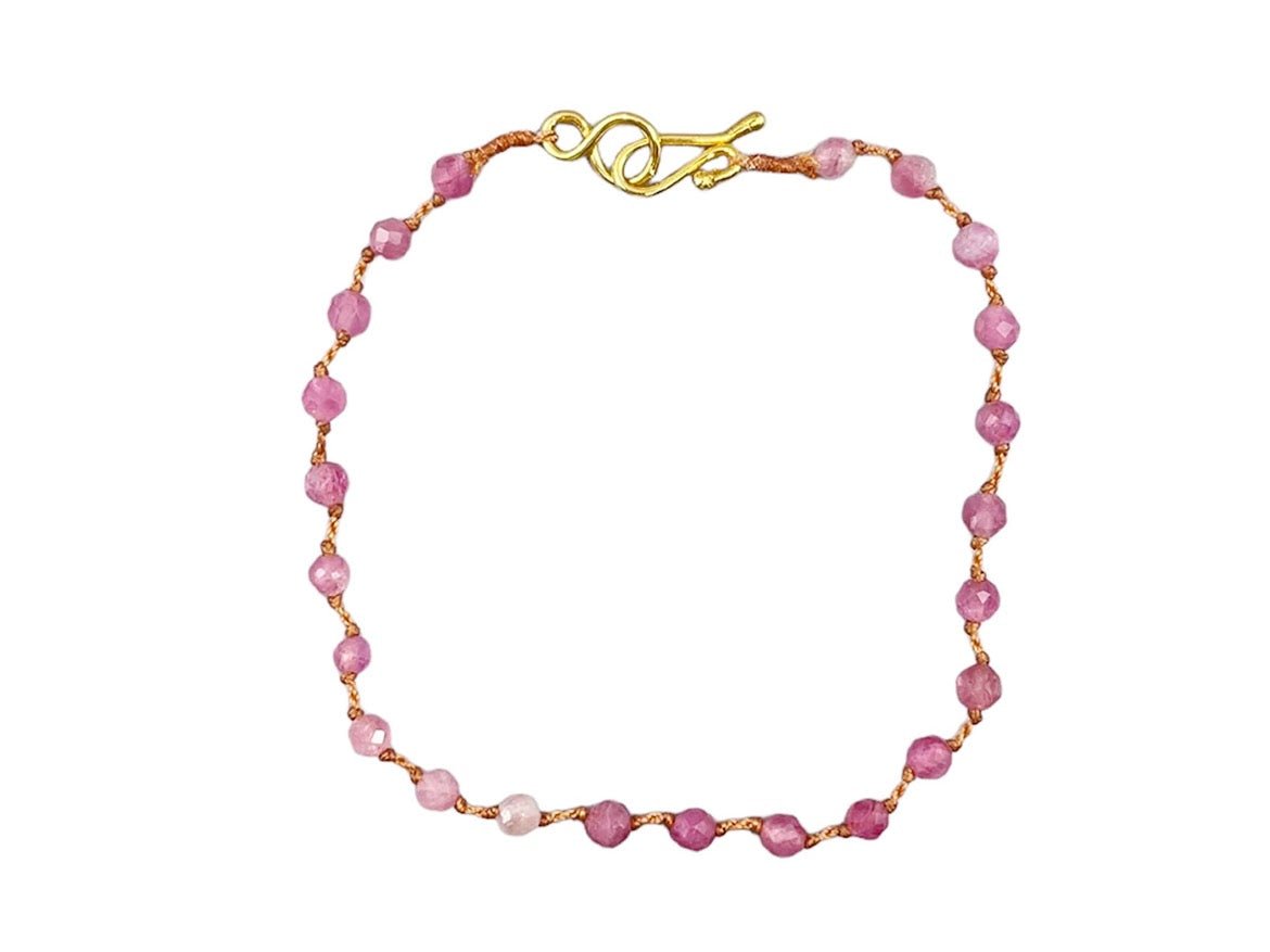 Beaded Pink Tourmaline Bracelet